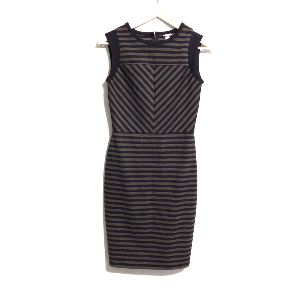 Merona Striped Bodycon dress | navy&gray | XS